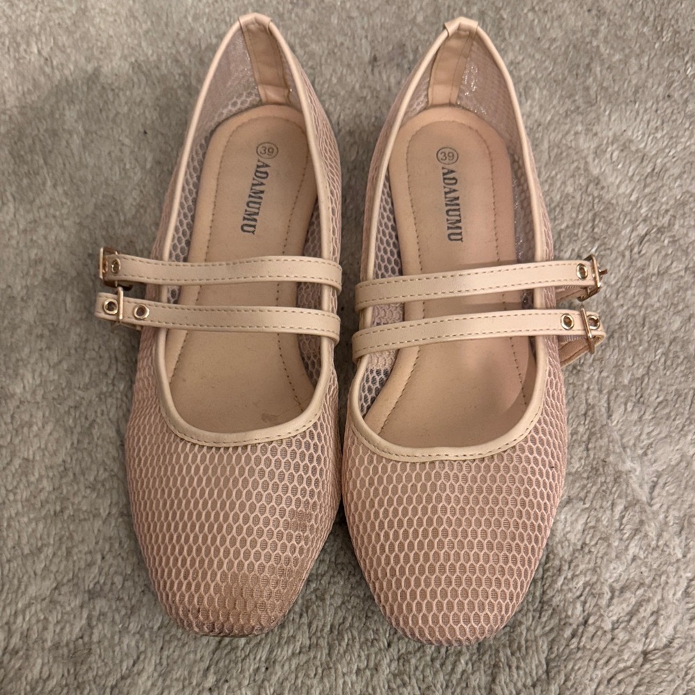 Adam Women's Double Strap Mesh Flats - Tan